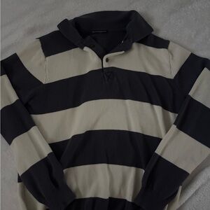women's navy and Cream Striped Shirt